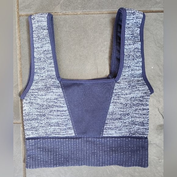 Free People Good Karma Square-Neck Space Dye Bra (Navy Combo) - Picture 3 of 3